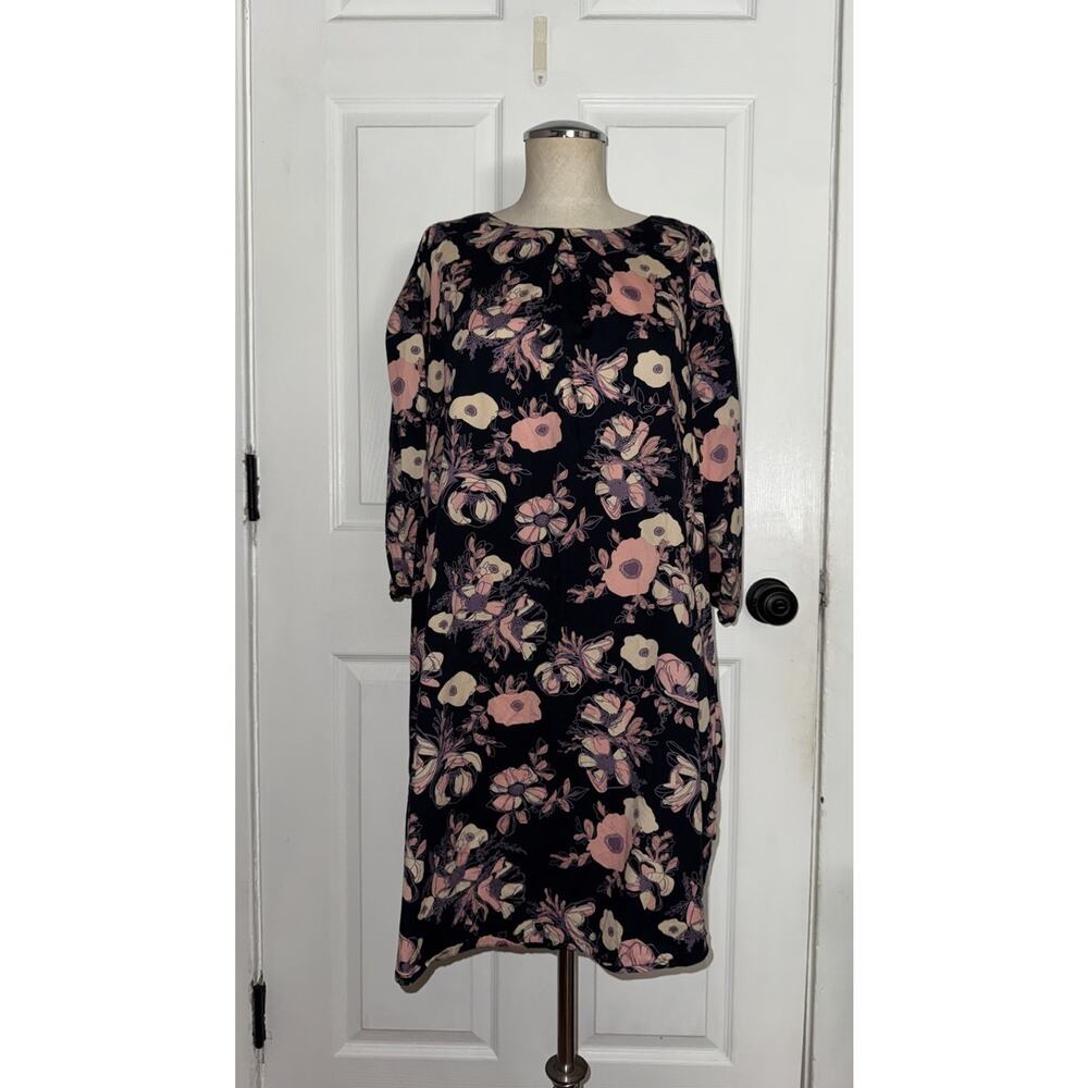 Mata‎ Traders Monet Shirtdress Watercolor Floral Print Size L Large 100% Cotton